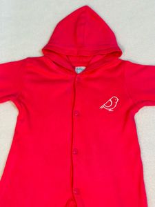 Red hooded baby onesie