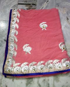 Cute Pink Georgette Saree 💕