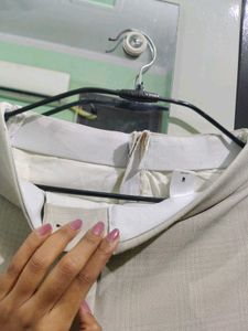 Beige High-Waisted Trousers