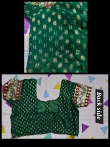 Green Embellished Saree with Blouse