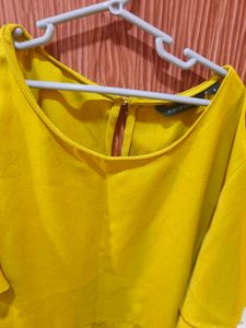 Wardrobe Plain Mustard Top With Frill Sleeves