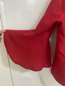 Stylish Red Madame Top With Sleeves Styled