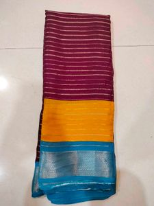 Striped Color Block Saree