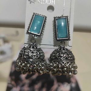 Sky Blue/ Teal Colour Jhumka Earrings