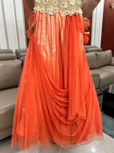 Indo Western Organge N Beige Gown