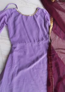 Beautiful Lavender Color Dress With Shawl