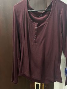 Maroon Henley Top