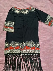 Boho Black Shrug with Fringes