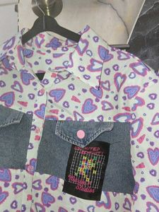 Cute Heart Print Denim Jacket