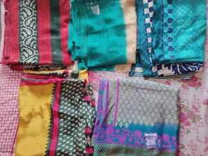 Assorted Sarees - Vibrant Colors Crepe Fabric