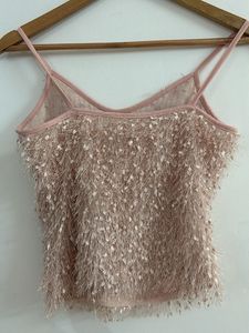 Threadwork Emblished Blush Pink Crop Top