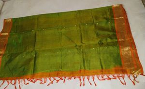 Beautiful Green &amp; Orange Color With Blouse