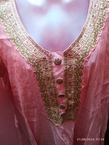 3xl Pink Embroidered Gown With Embroidery Dupatta
