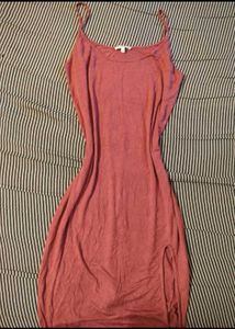 Pink Tank Dress with Slit