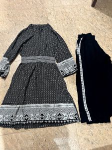 Patterned Dress & Pants Set