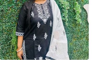 Black & White Embroidered Kurti Set