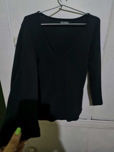 Sassafras Chic Black Cutout Sweetheart Neck Top