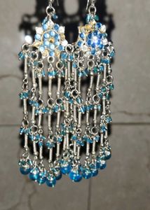 Vintage Style Blue Beaded Earrings