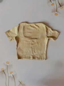 Beige Square-Neck Crop Tee