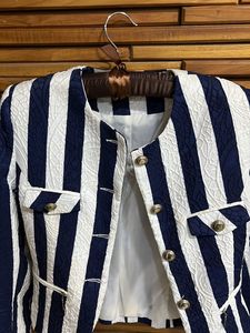 Blue And White Striped Elegant Jacket