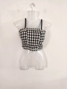 Black Casual Paded Crop Top (Women)