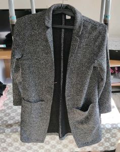 H&M Gray Textured Long Coat