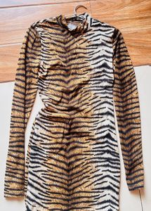shein thumb-hole dress!  Tiger Print Bodycon Mini