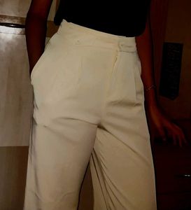 Korean Pleated Beige Trousers Pants