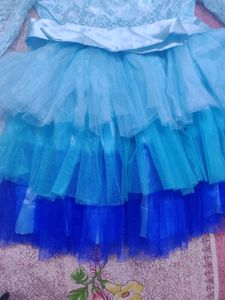 Layered Net Girls Frock With Satin Lining
