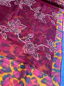 Rose Pink Printed Floral Saree