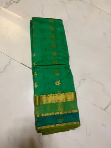 Kanjeevaram Half Fine Zari Sea Blue/ Green Saree