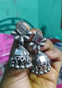 Mirror Jhumka Earrings