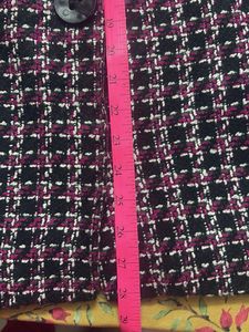 Plus Size Checkered Tweed Jacket