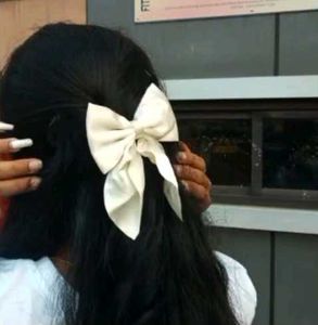 Satin Cream Colour Hair-Bow Clip
