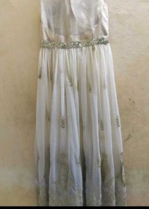 Elegant White &amp; Silver Ethnic Gown