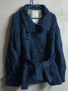 Stylish Winter FurJacket Woolen Coat Blue