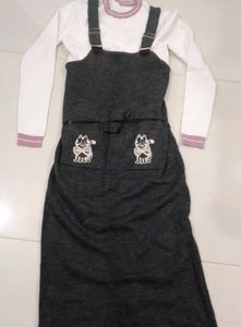 Cute Cat Applique Jumper Dress