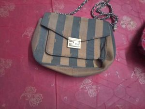 Combo,Fendi Striped Canvas Crossbody Bag
