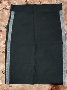 Black Skirt with Silver glitter Stripe