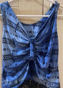 Blue Patterned Tank Top