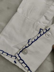 white shirt with dori work and applique wor