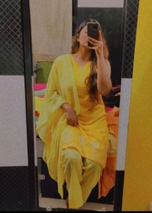Yellow embroidery Kurta And Salwar