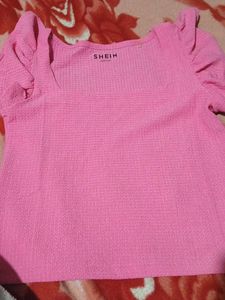 Cute Pink Ruffle Sleeve Top