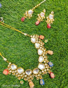 Multi Colour Polki Kundan Heavy Necklace
