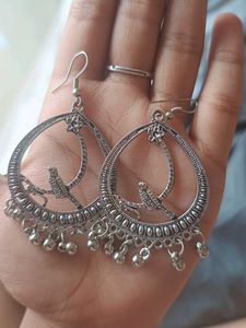 Bird Charm Hoop Earrings