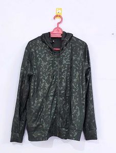 Black Camouflage Jacket With Hoodie