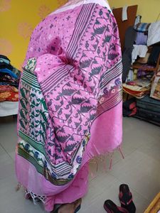 Pink Ethnic Print Saree