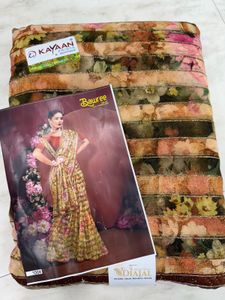 Floral Print Saree Available In 4 Different Shades