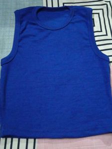Blue Ribbed Cropped Tank Top
