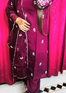 Elegant Maroon Embroidered Kurta Set
